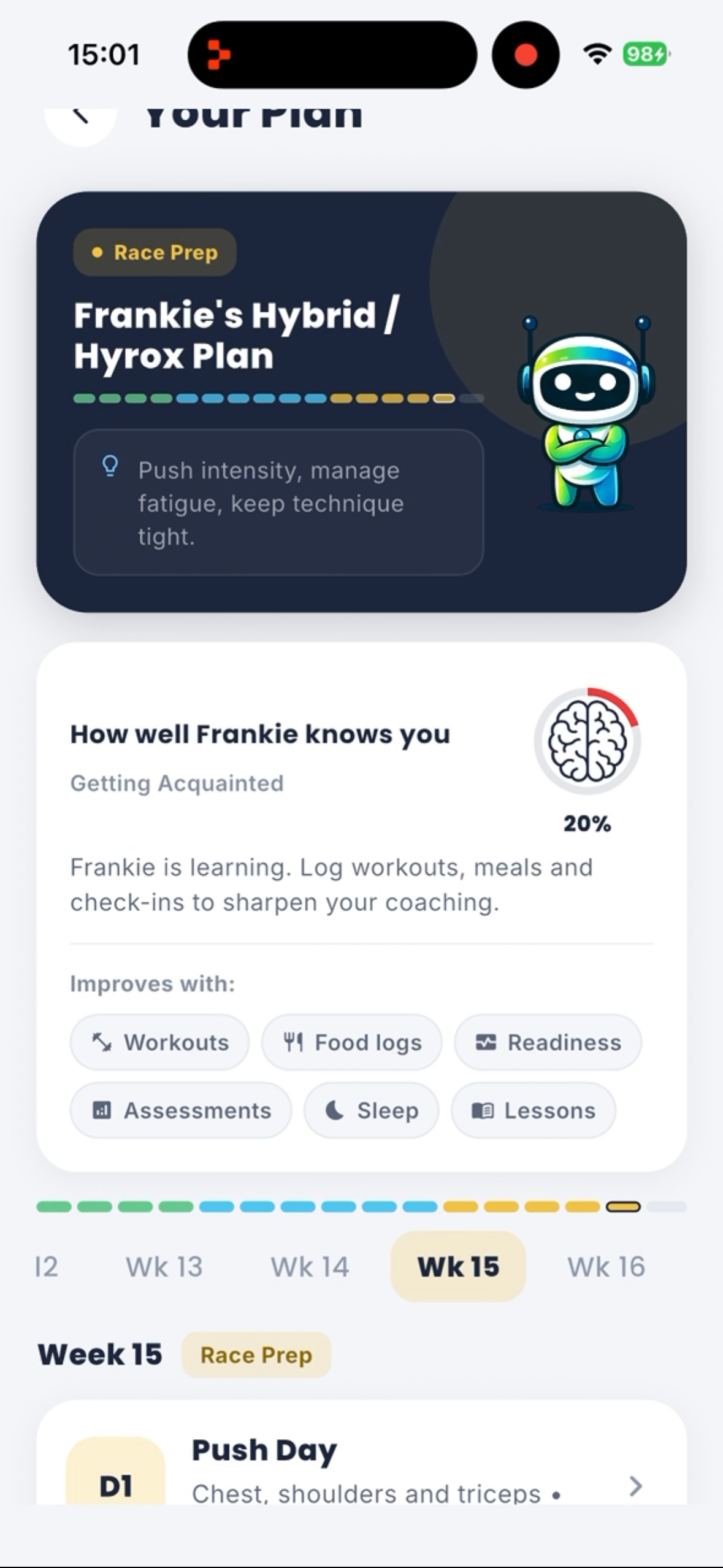 Programme detail with Frankie learning your patterns